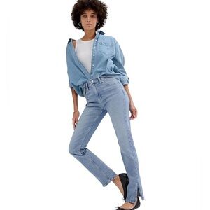 NWT GAP High Rise Straight Fit Denim Jeans, Light Wash Blue, Women's 34 (18)